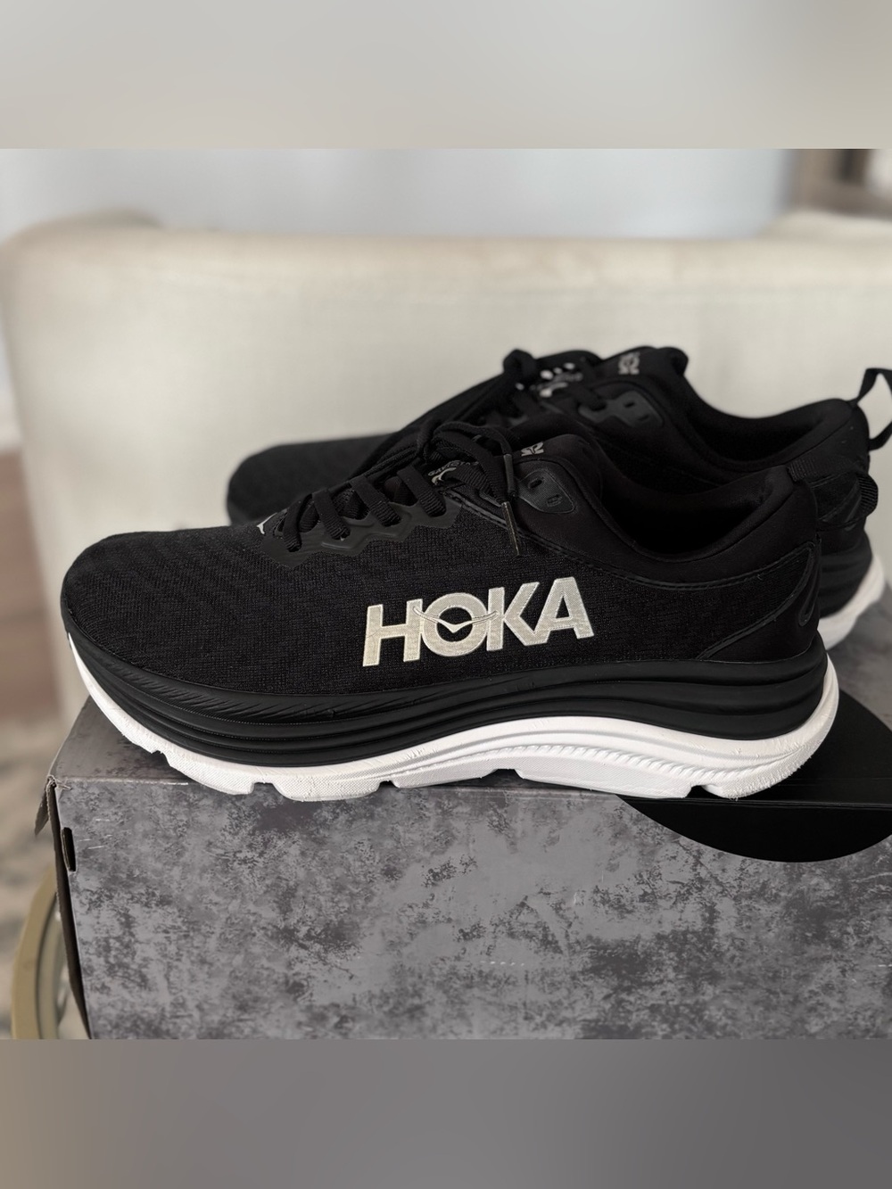 Hoka One One Gaviota 5 Black White Women's Size 9 D Wide Running Shoes 1134270 - Picture 2 of 10